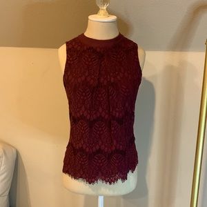 Burgundy lace sleeveless top